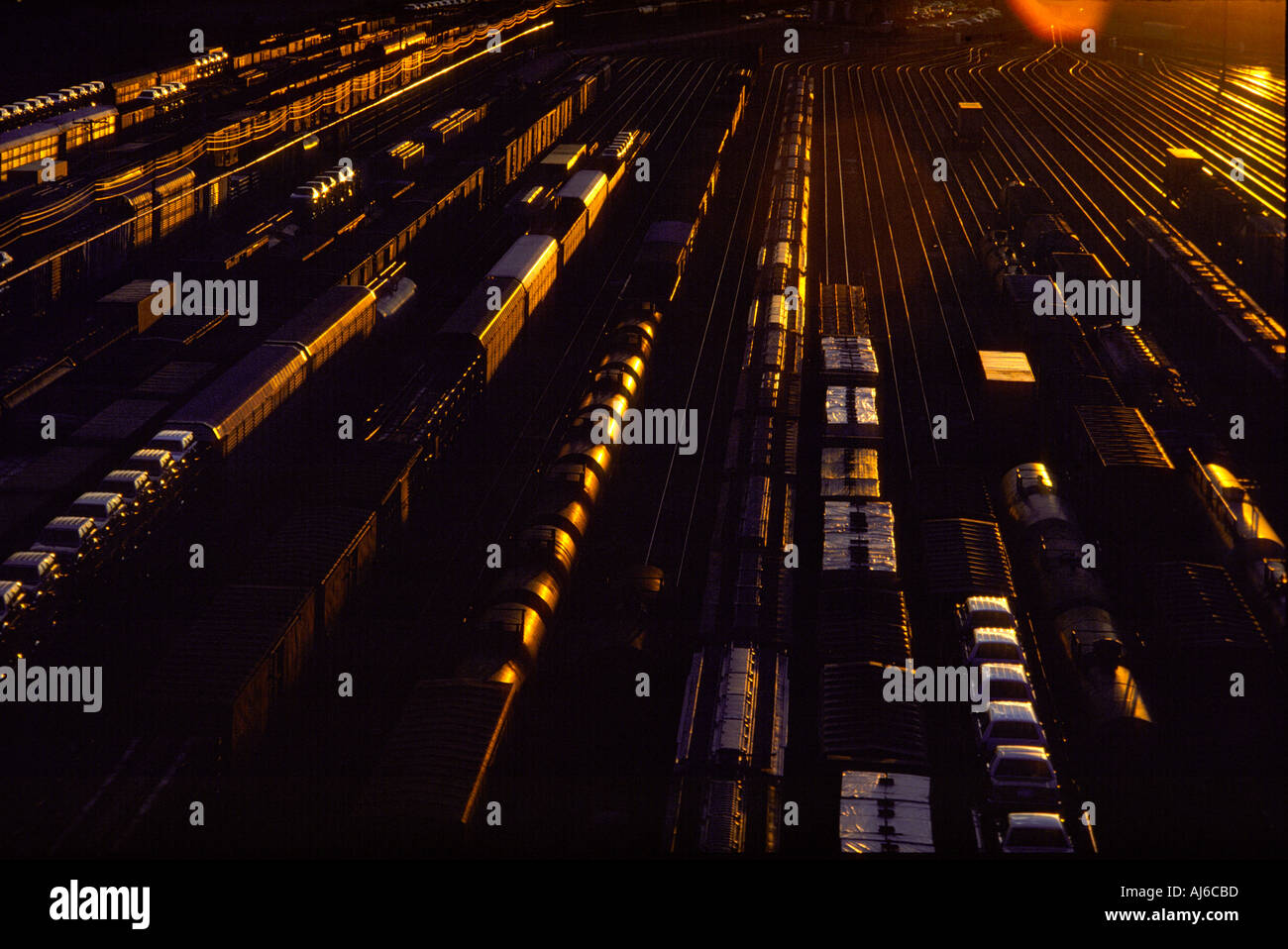 Trains in railroad hump yard in Ft Worth Texas Stock Photo Alamy