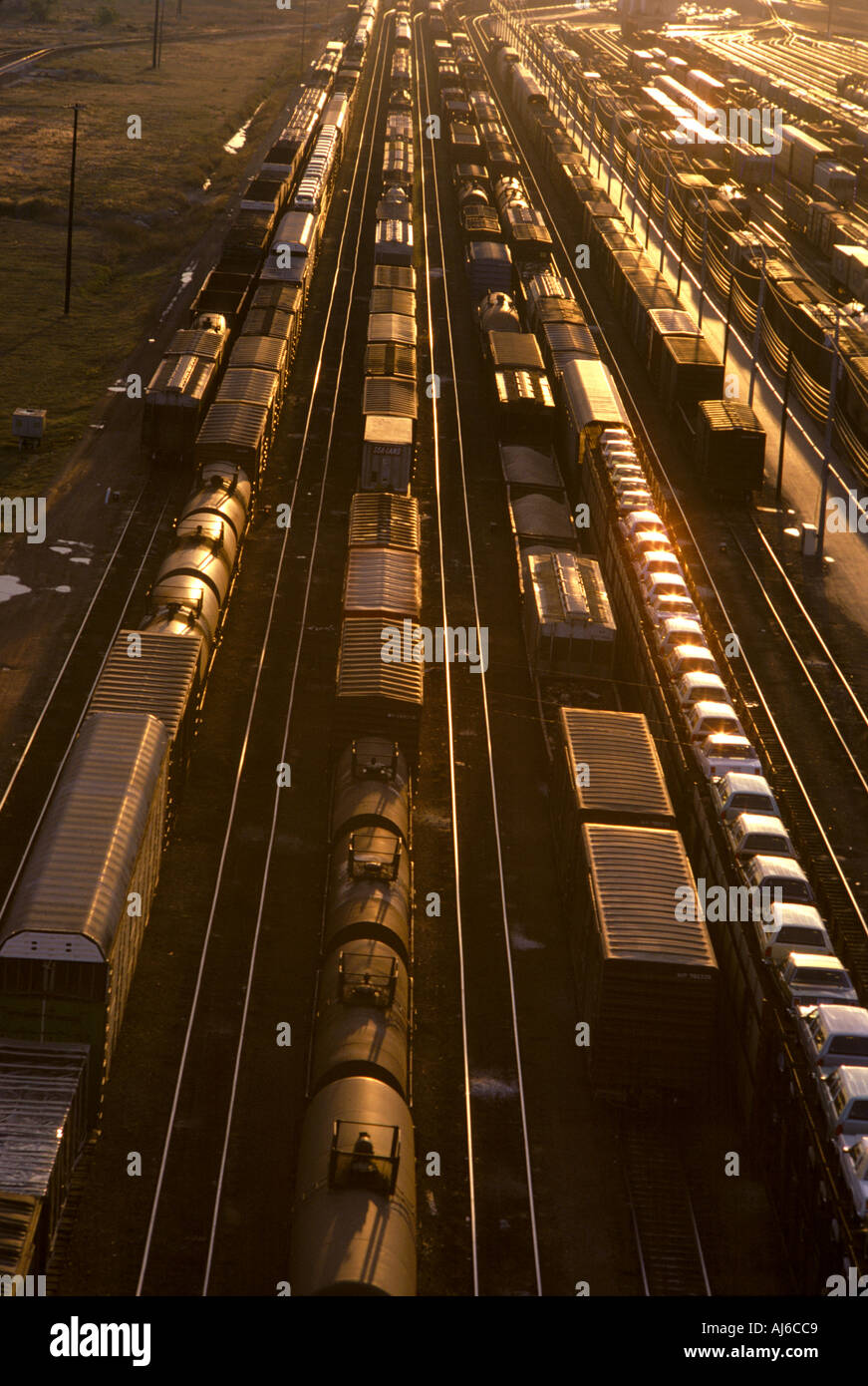 Trains in railroad hump yard in Ft Worth Texas Stock Photo Alamy