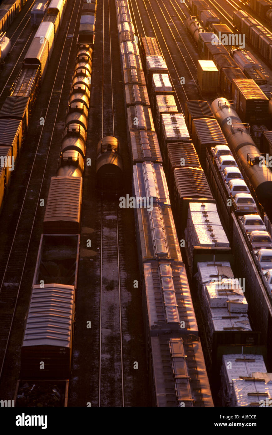Trains in railroad hump yard in Ft Worth Texas Stock Photo Alamy