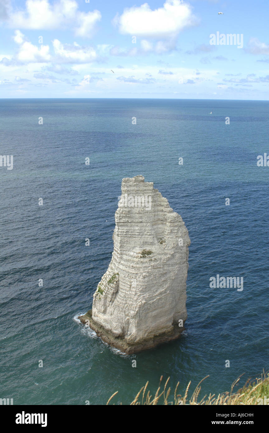rock needle L'Aiguille, France, Normandy, Seine-Maritime, Etretat Stock Photo