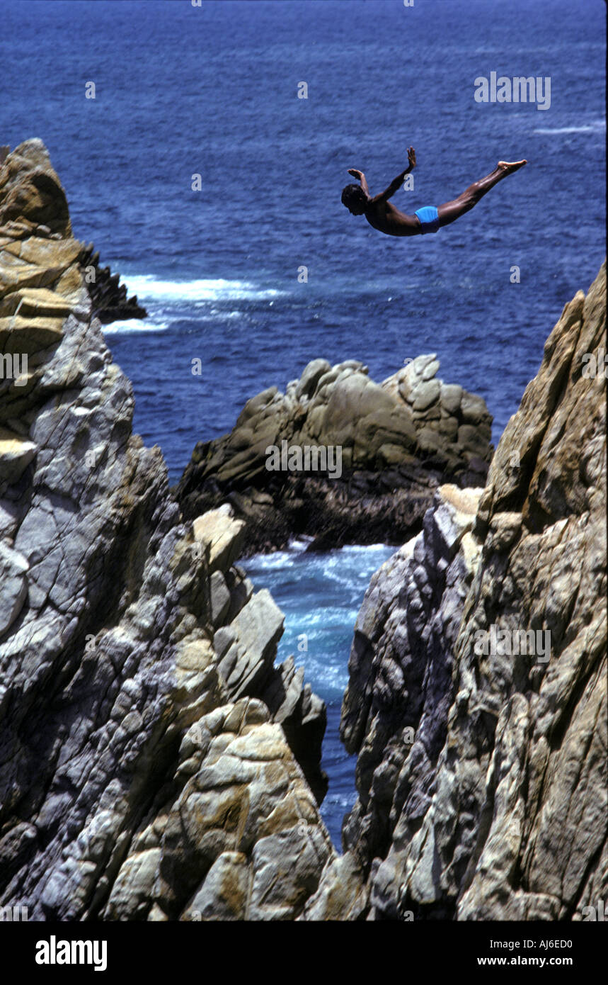 La Quebrada cliff diver in Acapulco Mexico Stock Photo