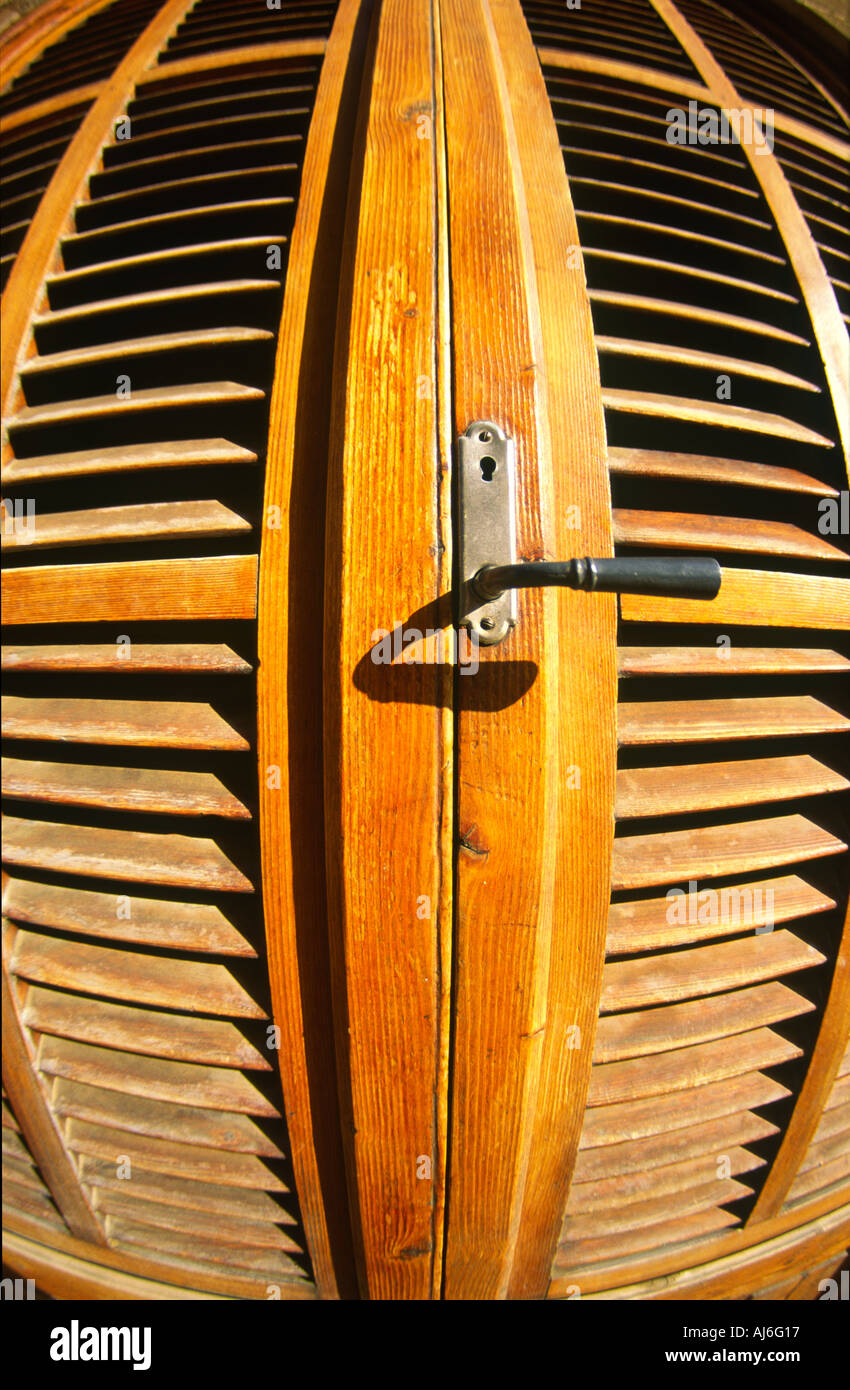 Slatted Wooden Door Stock Photo