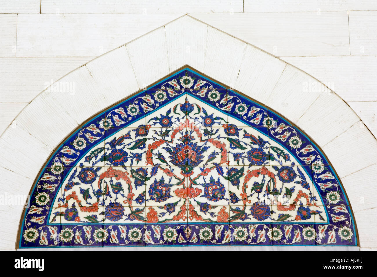 Ertogrul Gazi Mosque, Mosaic,  Ashgabat, Turkmenistan Stock Photo