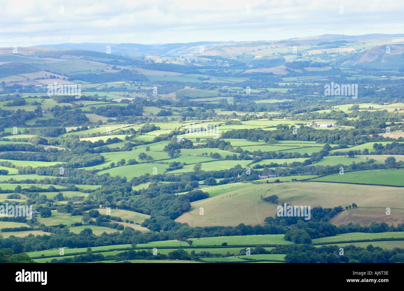 Scenic view over Banc y Cwm farmland near Upper Chapel north of Brecon