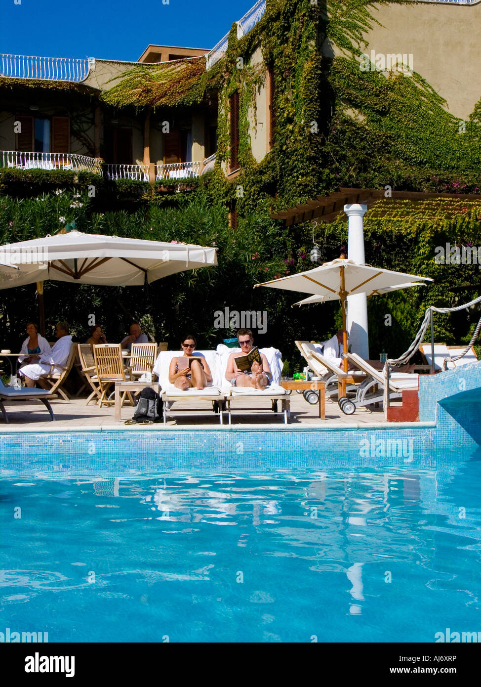 Sunbathing, Ischia, Italy Stock Photo