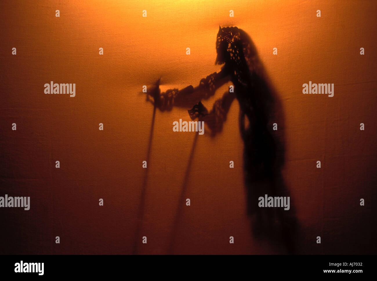 Wayang Kulit shadow puppet play in Indonesia Southeast Asia Property Released Image Stock Photo
