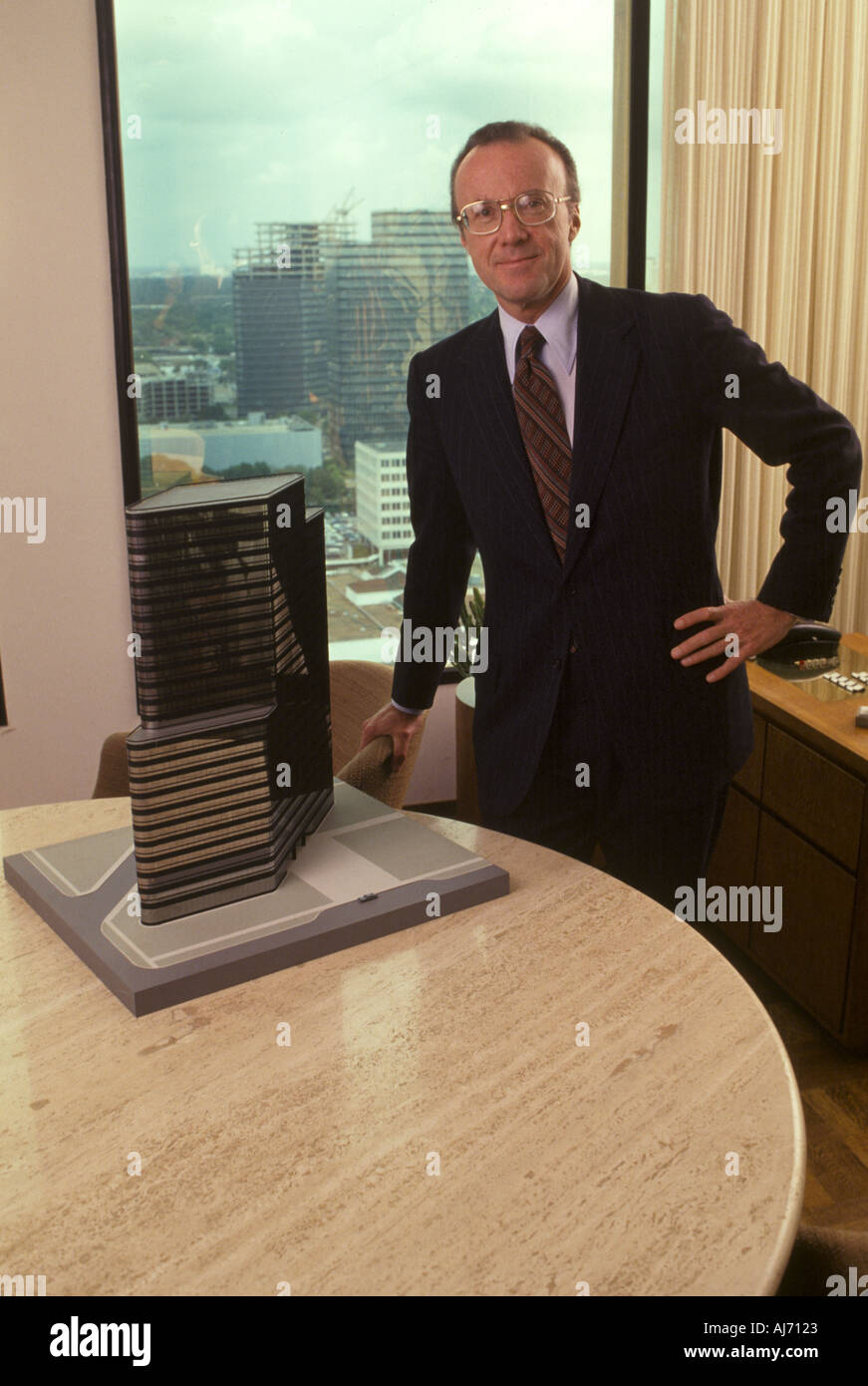 Gerald D Hines developer with architectural model Stock Photo Alamy