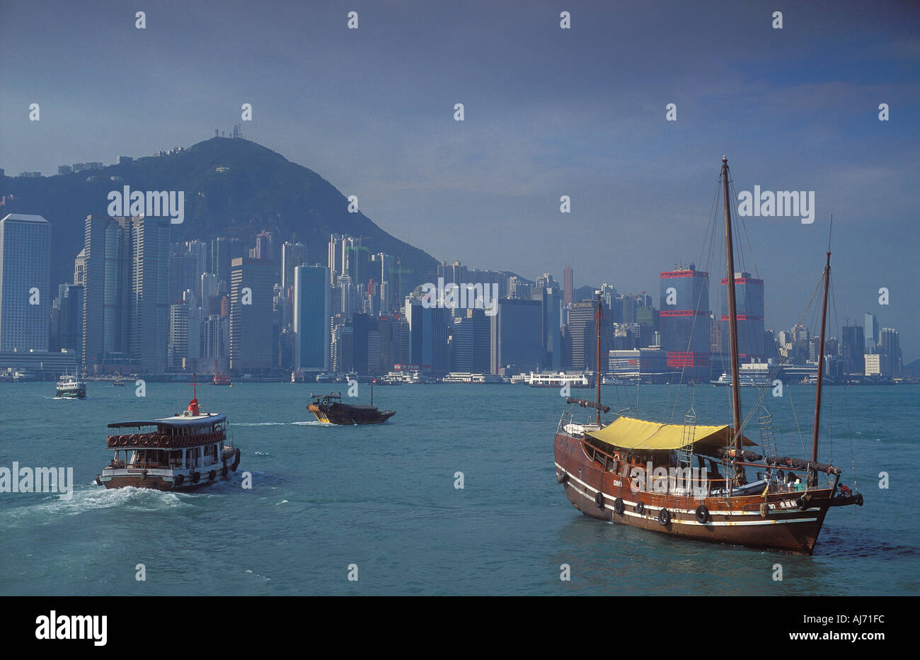 Hong Kong skyline with Sampan from Kowloon Hong Kong China Stock Photo