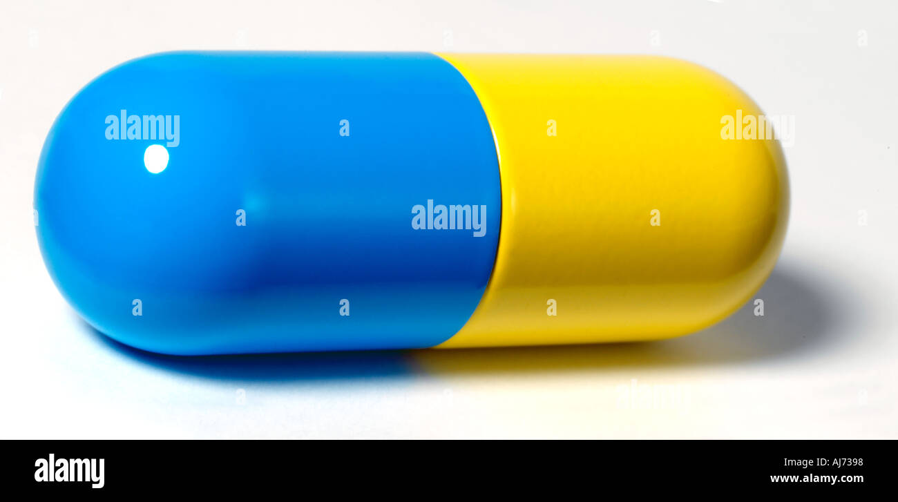 Capsule blue yellow Stock Photo Alamy