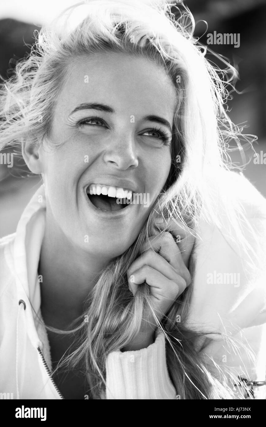Portrait of pretty Caucasian blond woman smiling Stock Photo - Alamy