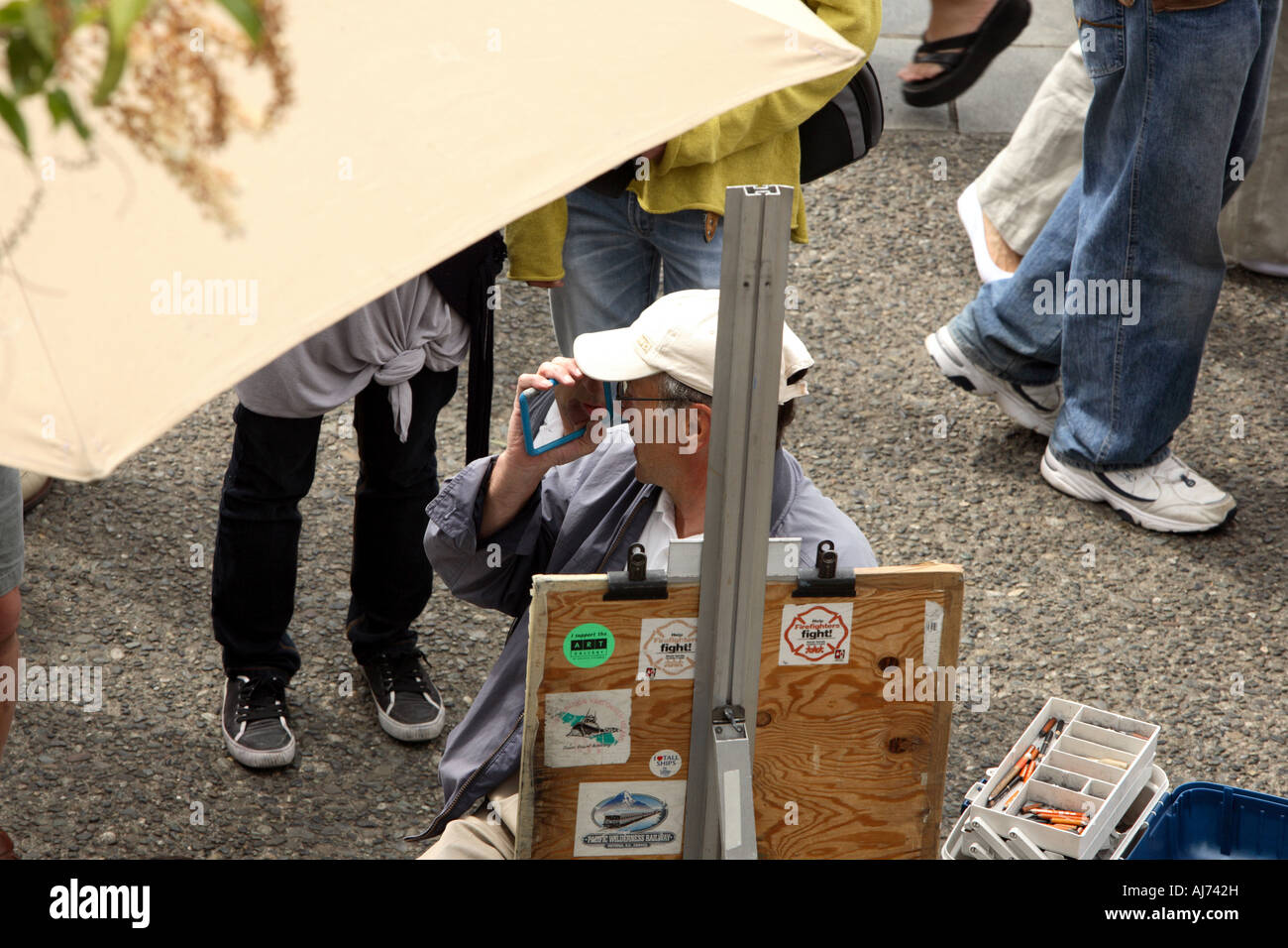 Artist in downtown Victoria during Canada Day celebration Stock Photo ...