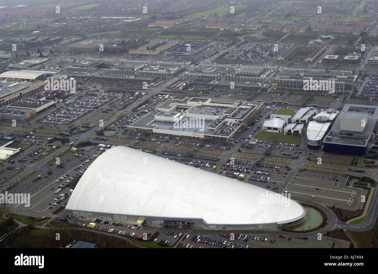 Central Milton Keynes from the air showing the Xscape building Stock