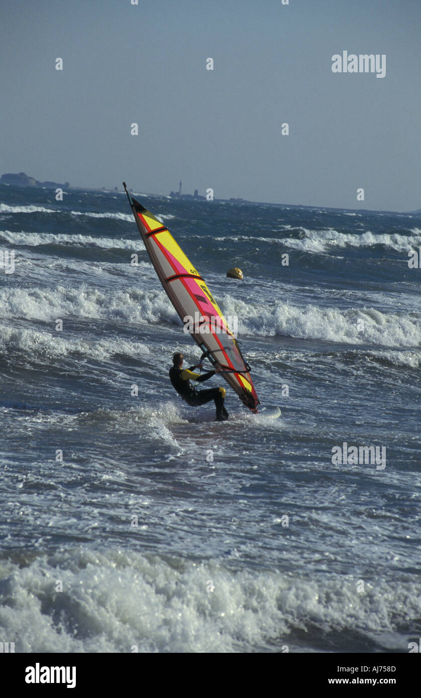 Windsurfing from Preston beach Weymouth Dorset England Stock Photo