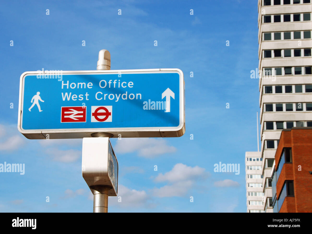 Sign for visitors to the Home Office, Lunar House, Croydon Stock Photo
