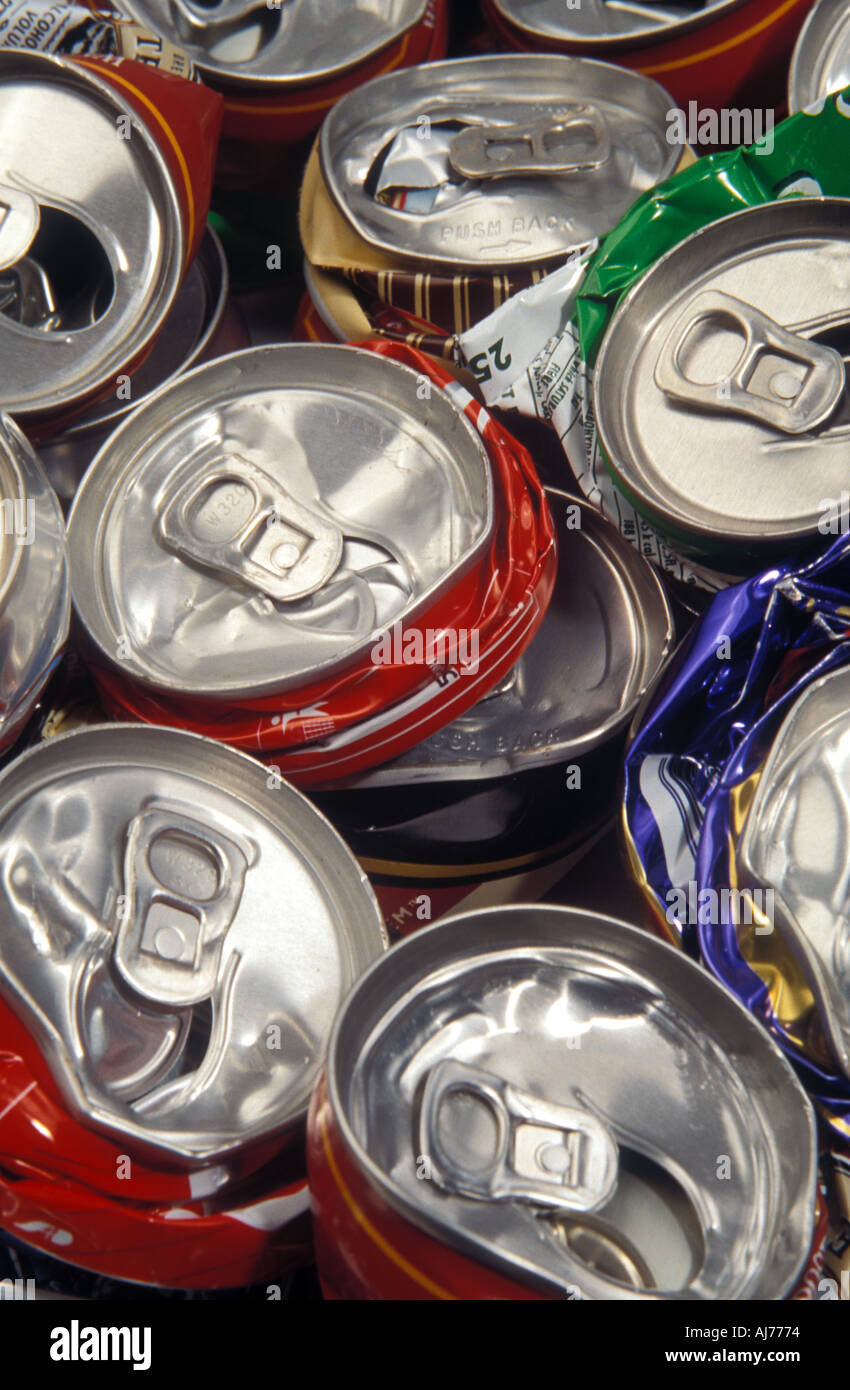 Crushed aluminium cans for recycling Stock Photo Alamy