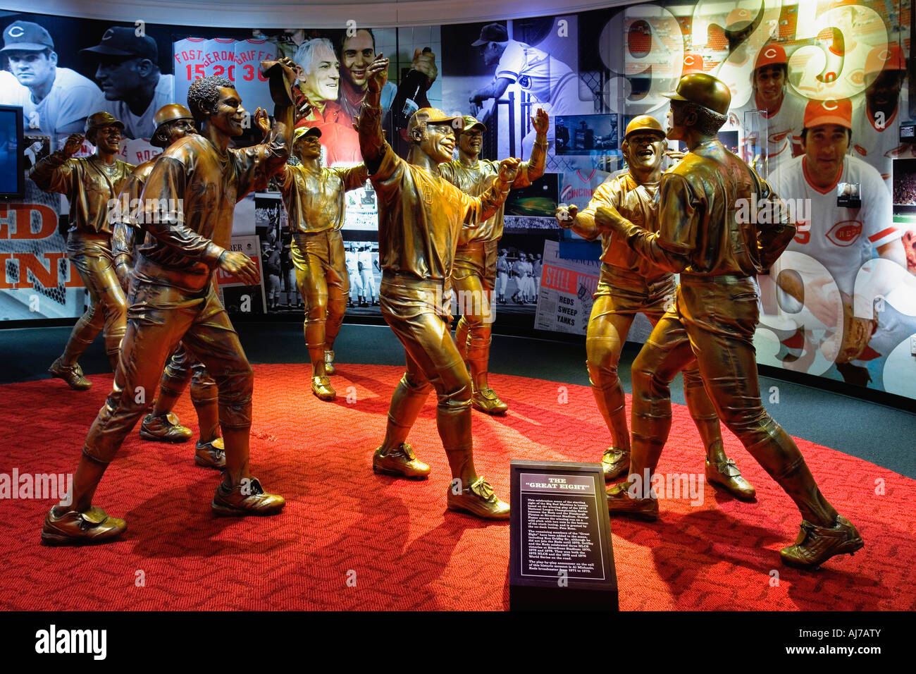 The Great Eight Exhibit at the Cincinnati Reds Hall of Fame, Cincinnati Ohio. Stock Photo