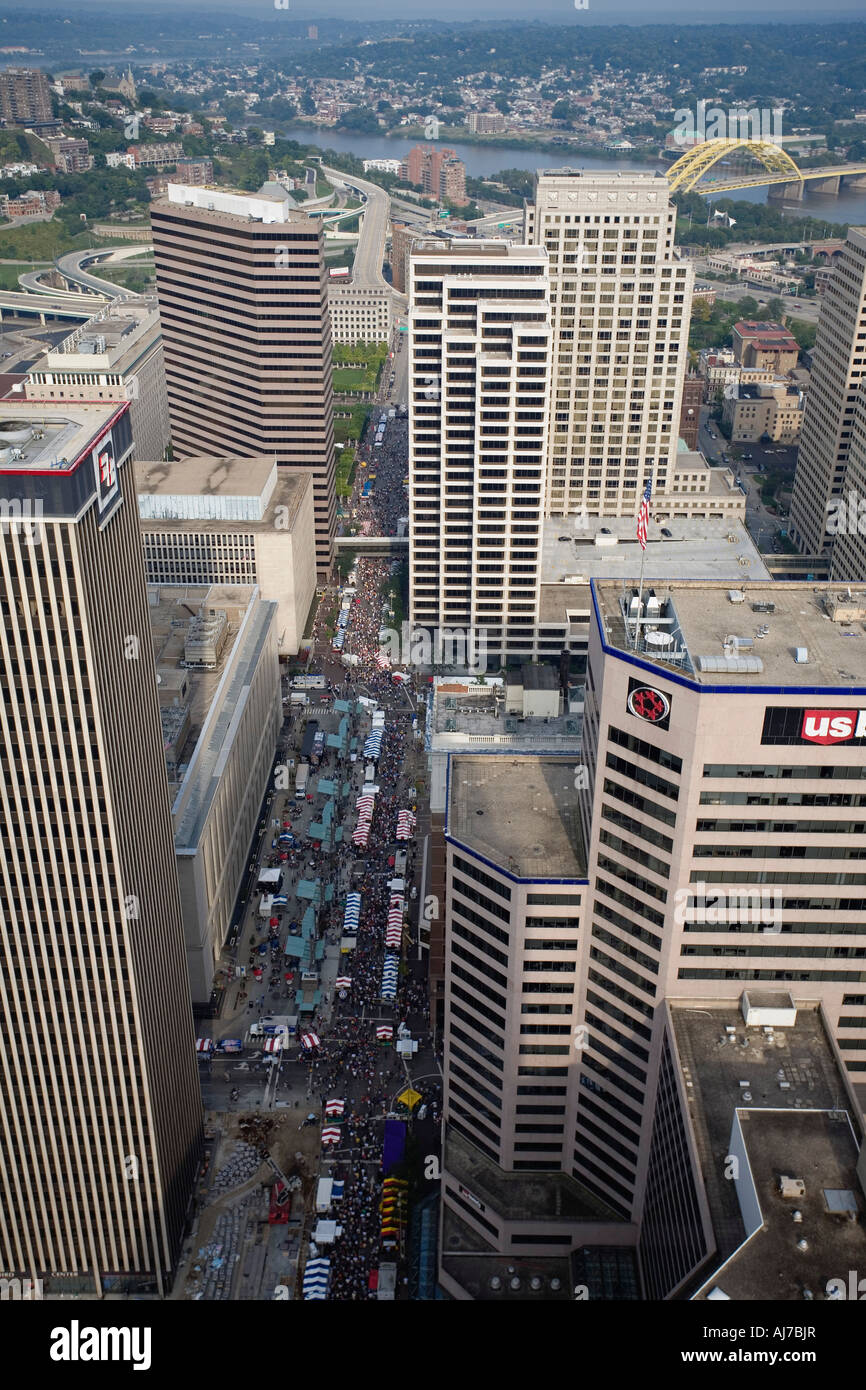 The Octoberfest crowds gathered on the streets of Cincinnati as seen
