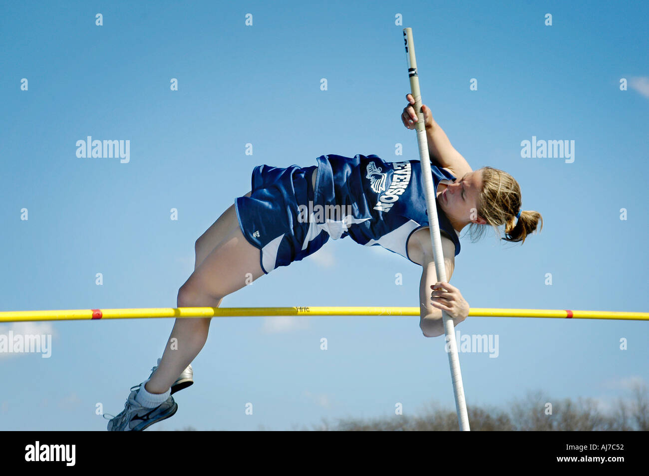 Females Participate in Tack and Field Meet Event pole vaulter Stock