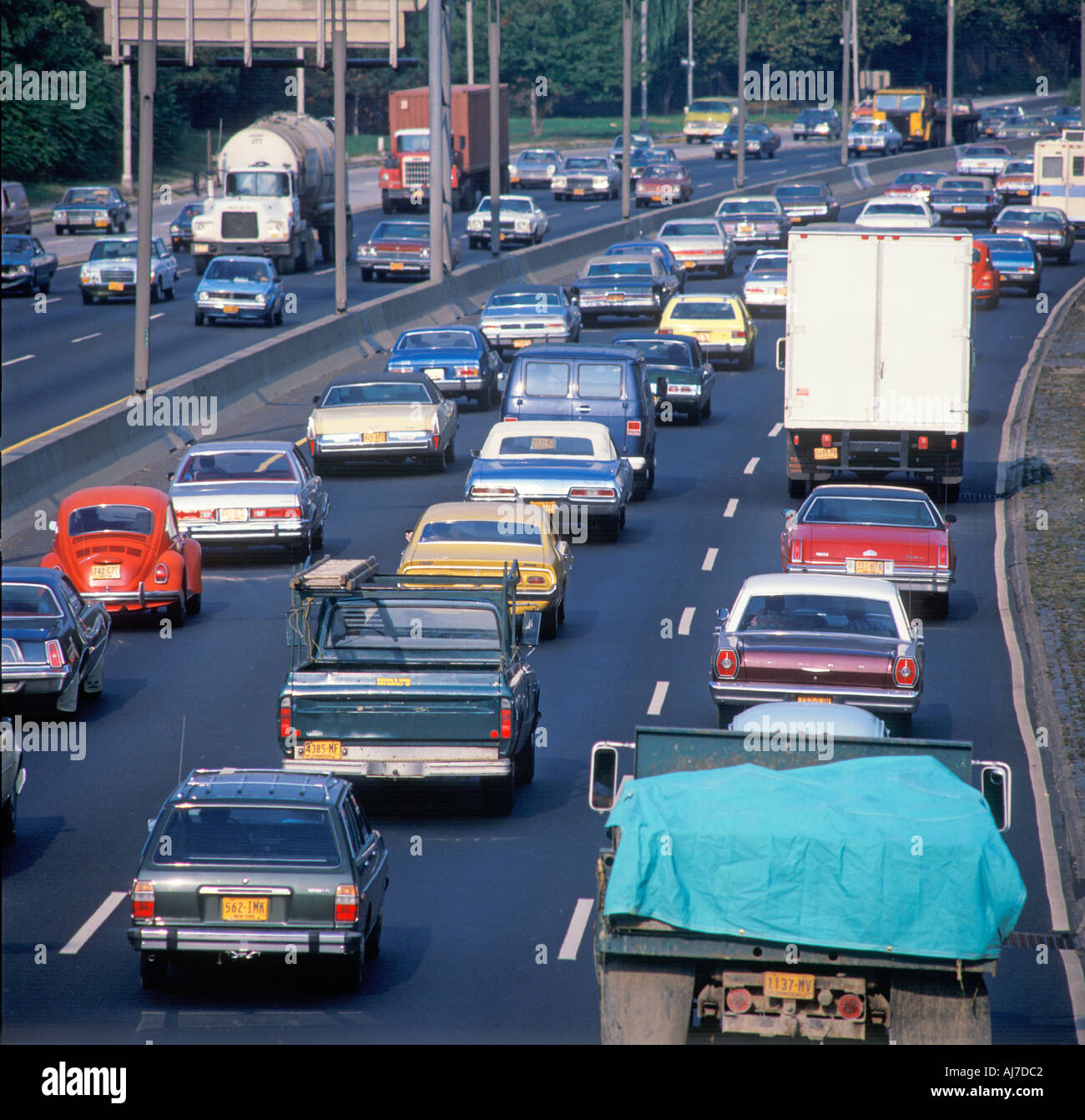 traffic on Long Island Expressway in New York City USA Stock Photo