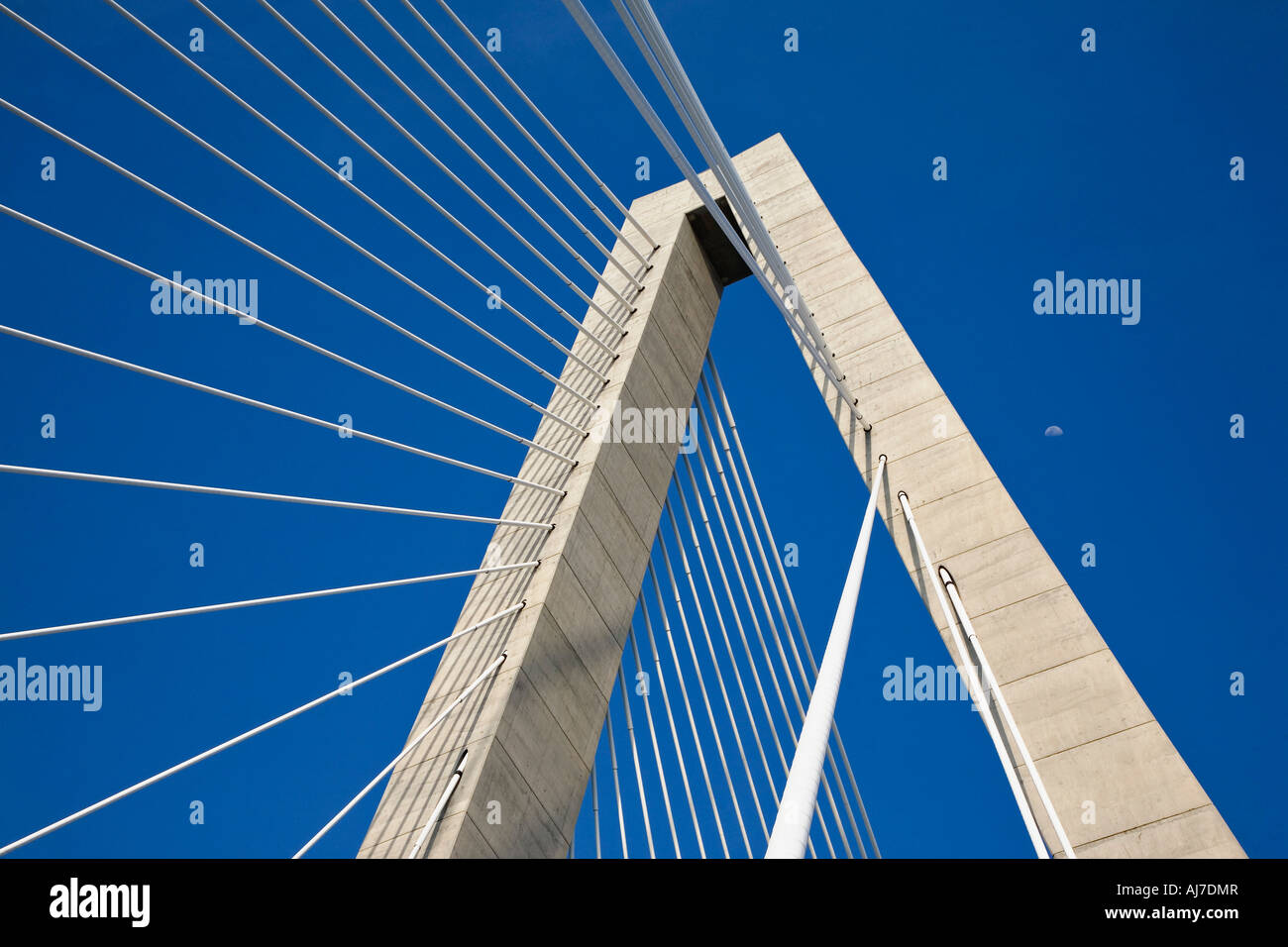 Concrete tower and cables of the Arthur Ravenel Jr Bridge also known as