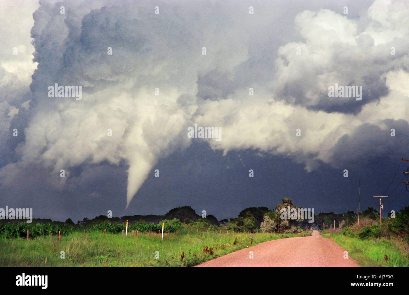 A tornado touches down east of O Neil Nebraska July 6 2004 Photo was shot on a storm chase. Stock Photo
