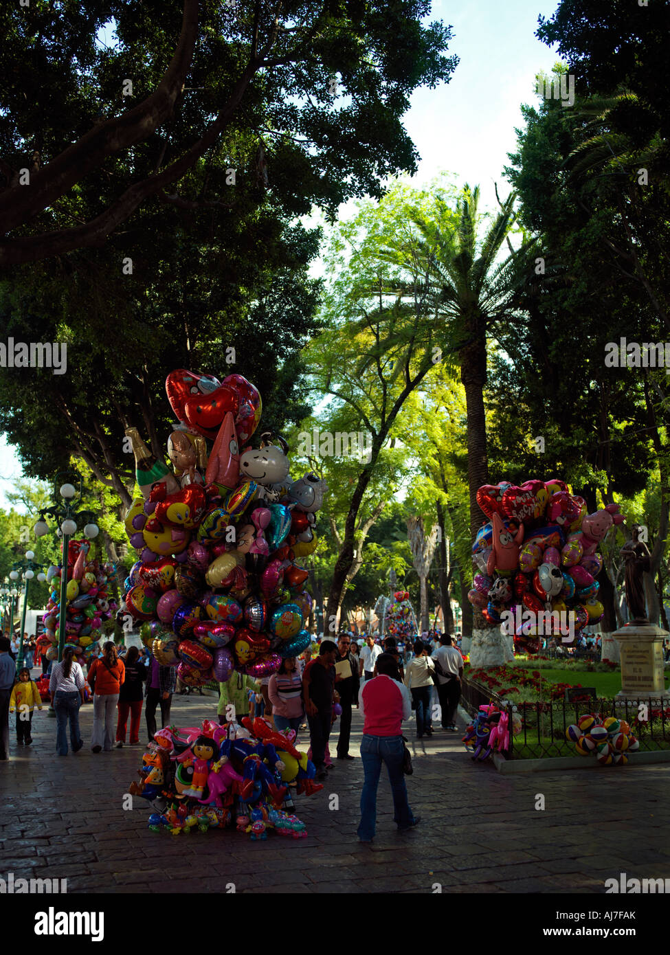 Balloon Hawkers in the Zocalo of Puebla Stock Photo