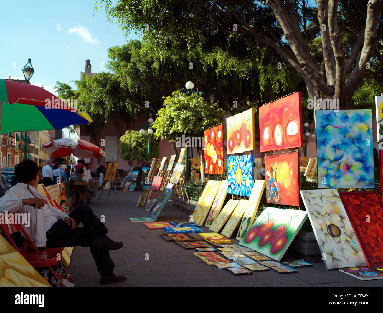 An open-air Art Exhibition in Puebla, Mexico Stock Photo