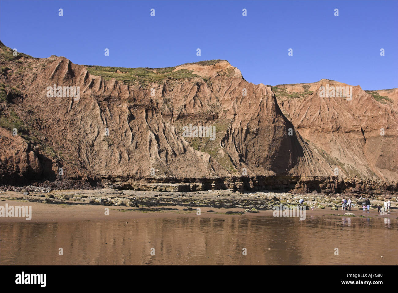 Boulder Clay and Sandstone Cliffs near Filey Yorkshire Coast UK Stock Photo