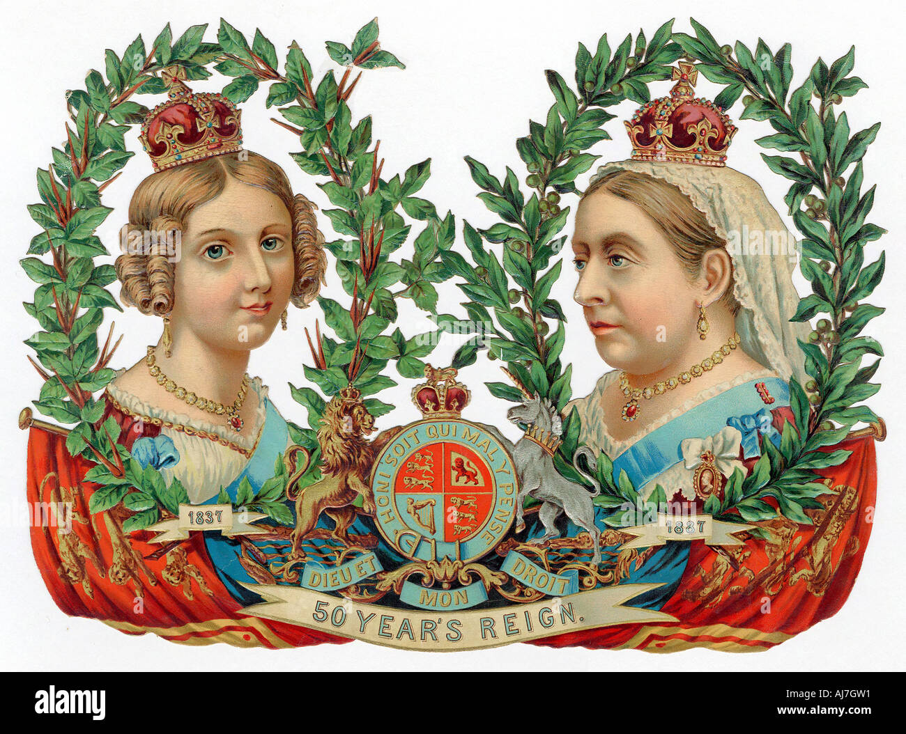 Souvenir for Queen Victoria's Golden Jubilee, 1887. Artist: Unknown Stock Photo