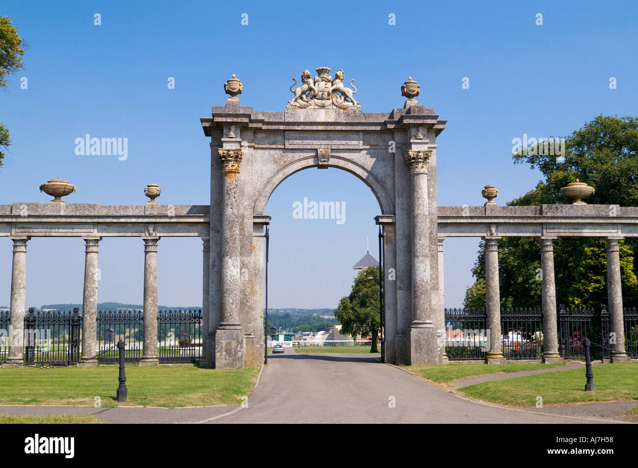 Entrance archway to Towcester race course Northamptonshire England Stock Photo