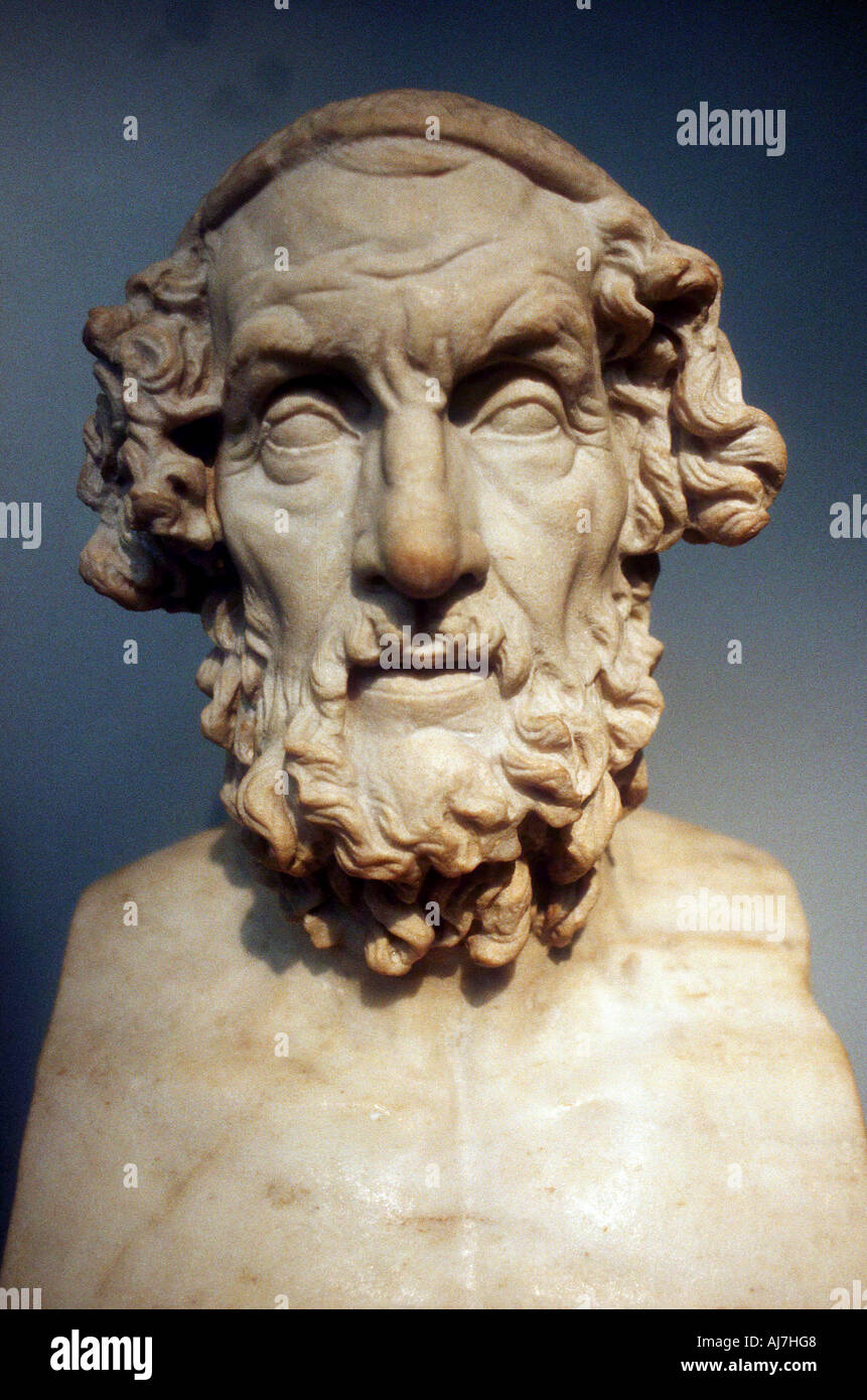 Homer, Greek epic poet. Artist: Unknown Stock Photo