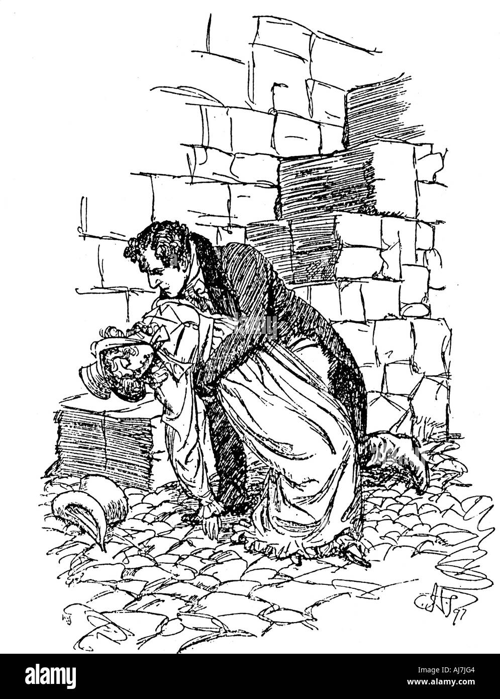 Scene from Jane Austen's Persuasion, 1897. Artist: Hugh Thomson Stock Photo