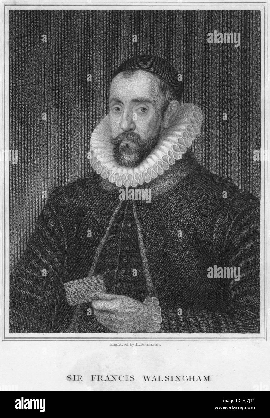Sir Francis Walsingham, Secretary of State to Elizabeth I, late 16th century. Artist: H Robinson Stock Photo