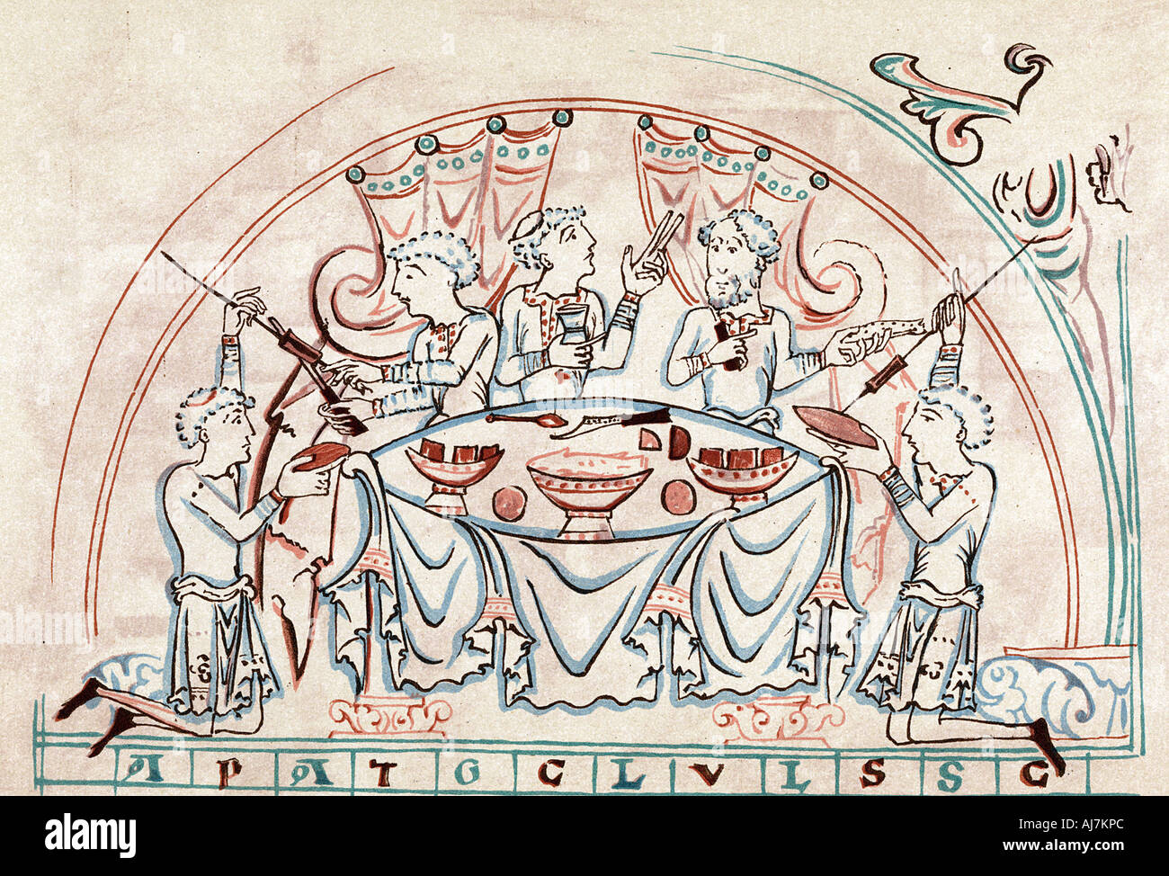 Banquet, 11th century. Artist: Unknown Stock Photo