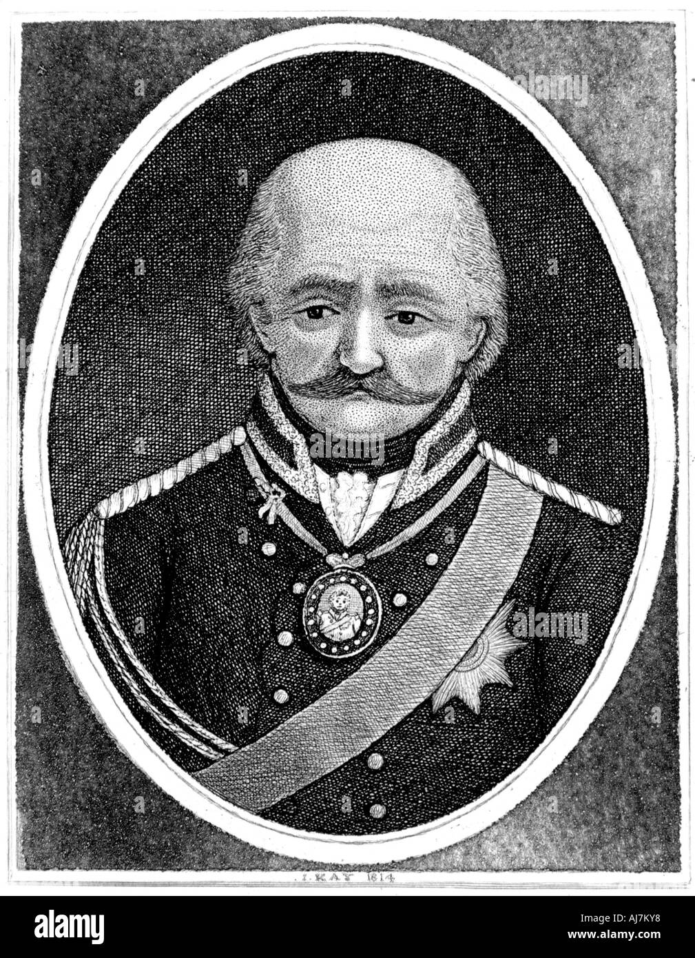 Gebhard Leberecht von Blucher, Prussian general, 1814. Artist: John Kay Stock Photo