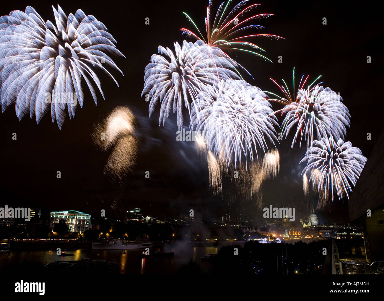 Thames Festival fireworks show in London, England. Stock Photo