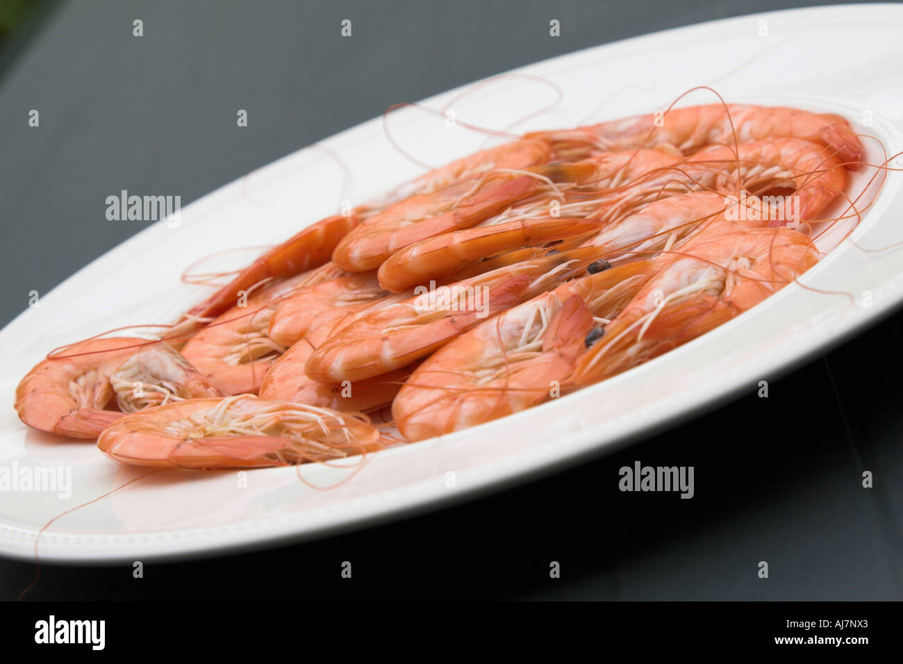 Prawns on a plate Stock Photo