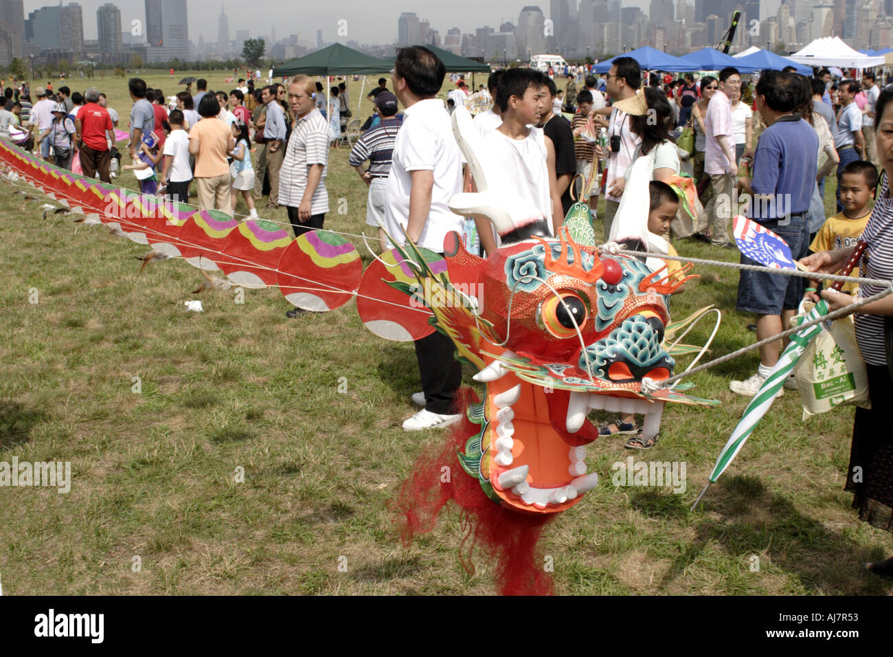 Dragon Head Kite at Chinese Kite Festival in Liberty State Park Jersey City NJ Stock Photo