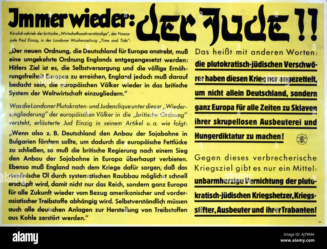 'Yet again: the Jew!!', German anti-semitic propaganda leaflet, c1933-1945. Artist: Unknown Stock Photo