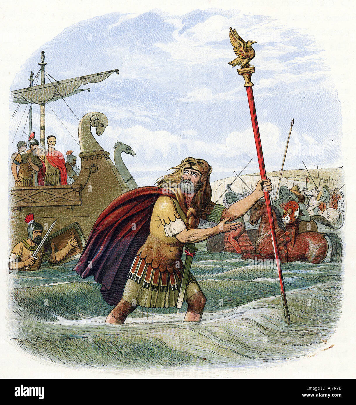 Roman invasion of Britain, 1st century BC (1864). Artist: Unknown Stock Photo