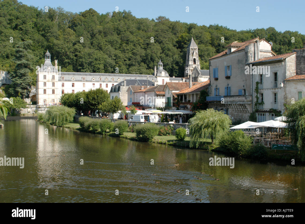 brantome a french town on the river dronne in the perigord vert dordogne  france Stock Photo - Alamy