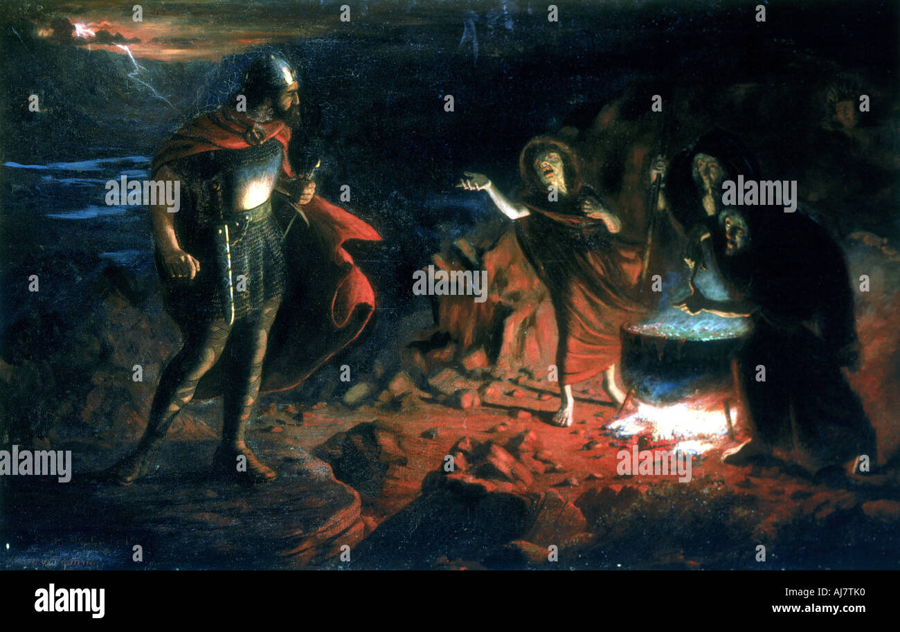 'Macbeth and the Witches', late 19th century. Artist: Henry Daniel Chadwick Stock Photo