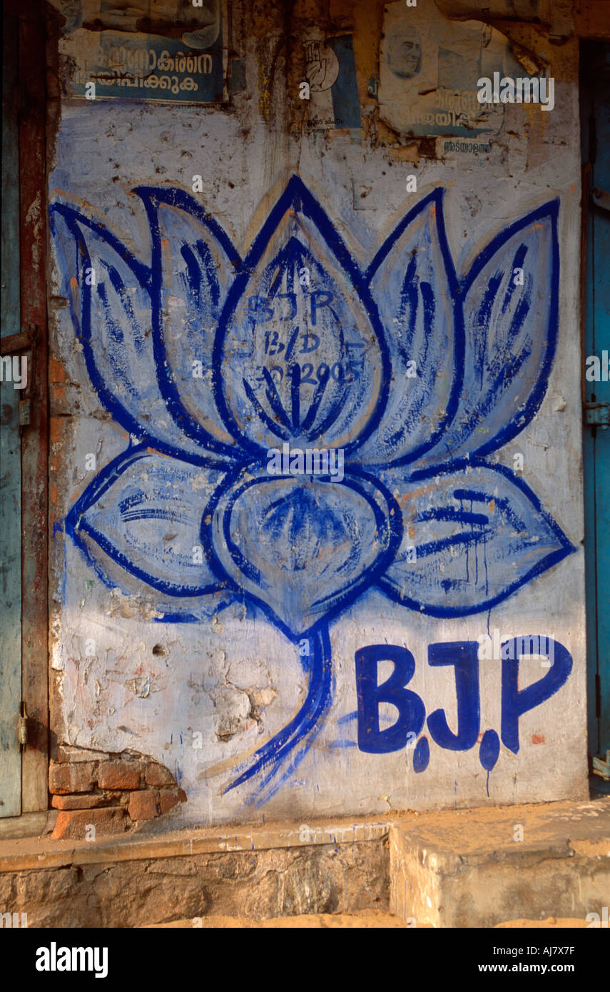 BJP political election graffiti, Thiruvanathapuram (Trivandrum), Kerala, India Stock Photo
