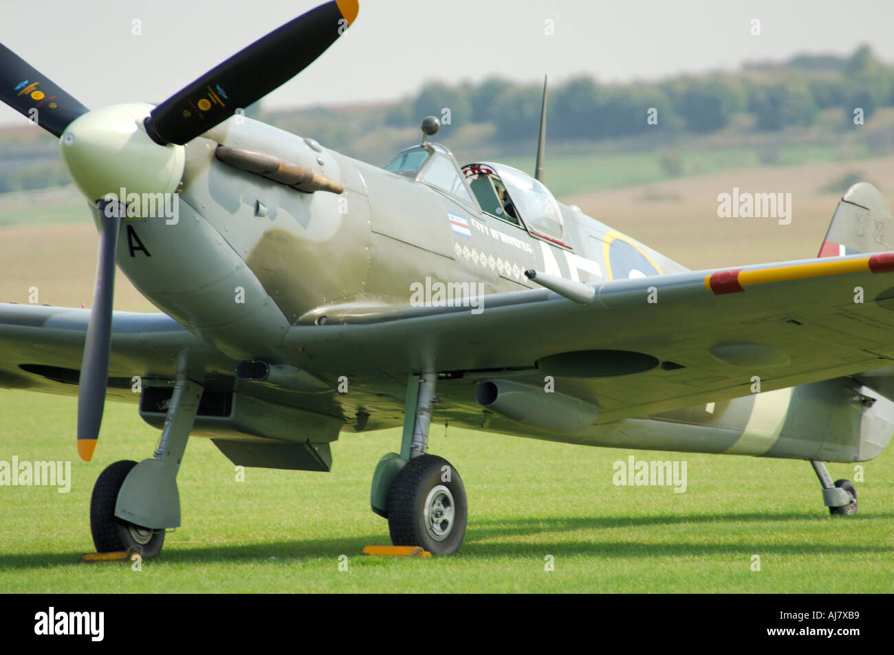 Supermarine Spitfire WWII fighter at RAF Duxford England Stock Photo
