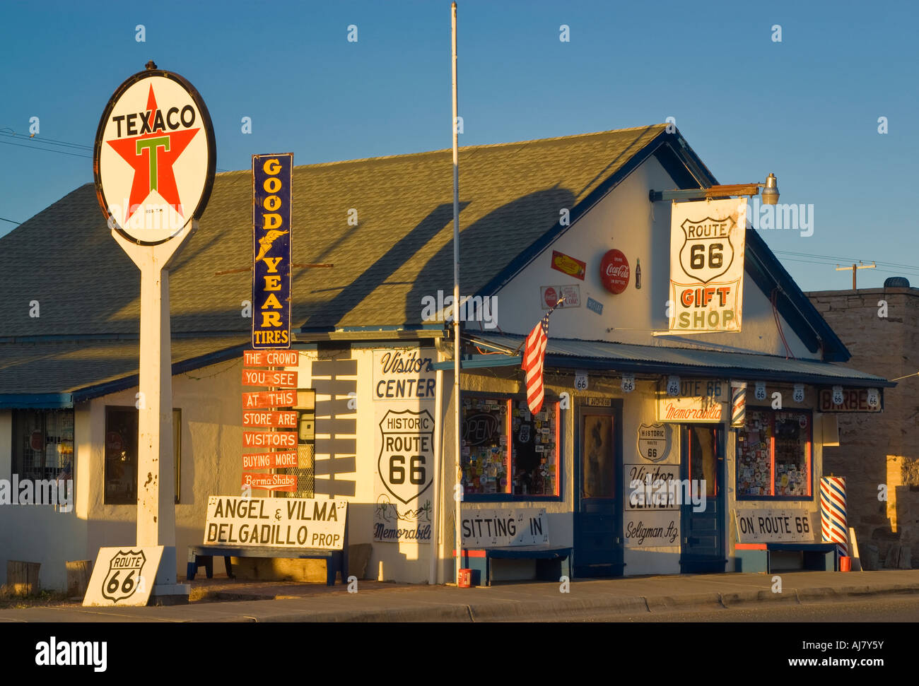 Historic gas station shop at Route 66 in Seligman Arizona USA Stock Photo Alamy