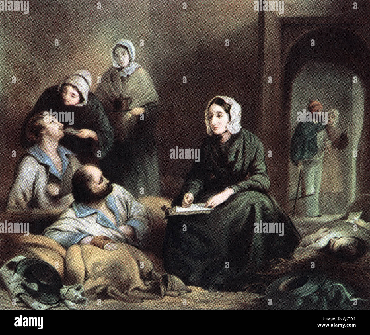 Florence Nightingale, British nurse and hospital reformer, at Scutari Hospital, Turkey, 1855. Artist: Unknown Stock Photo