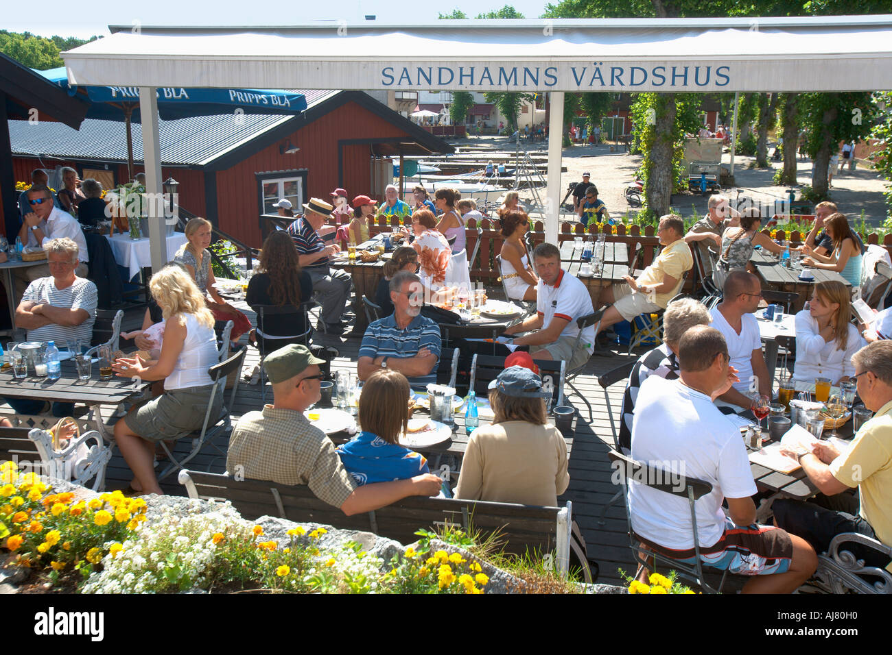 SWEDEN STOCKHOLM ARCHIPELAGO SANDHAMN ISLAND SANDHAMNS VARDSHUS RESTAURANT Stock Photo