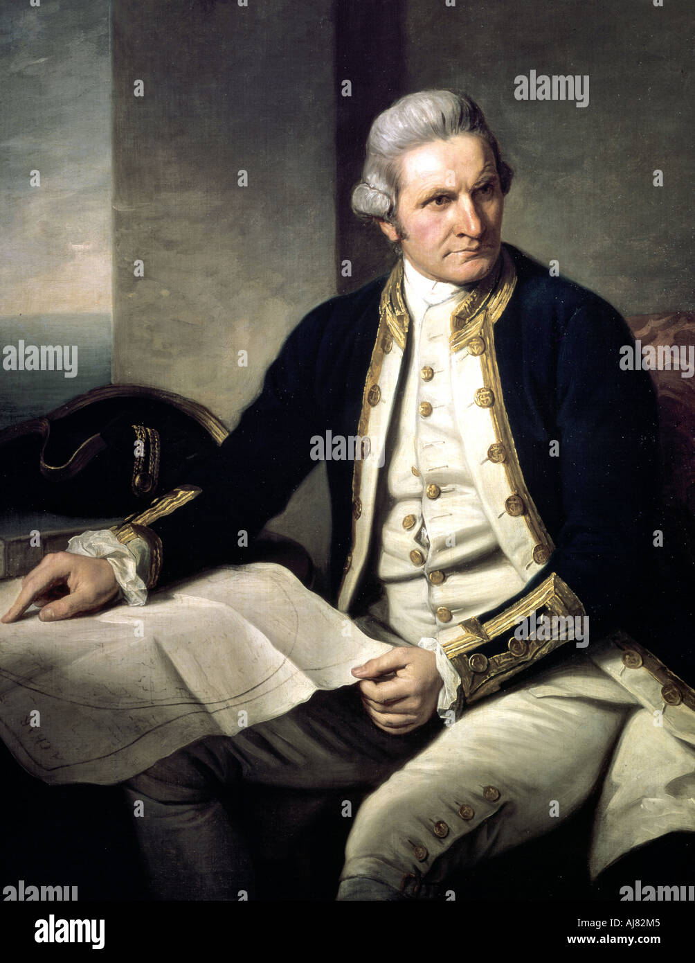 James Cook, English explorer, navigator and hydrographer, 1775-1776. Artist: Nathaniel Dance-Holland Stock Photo