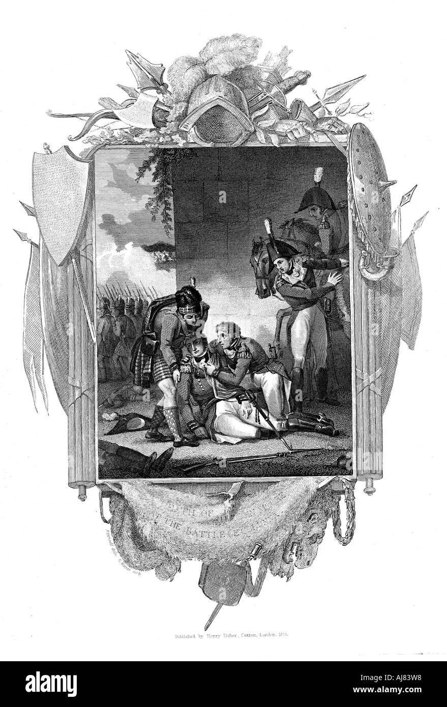 Death of Lieutenant-General Sir John Moore, British soldier, La Coruna, Spain, 1809. Artist: Unknown Stock Photo