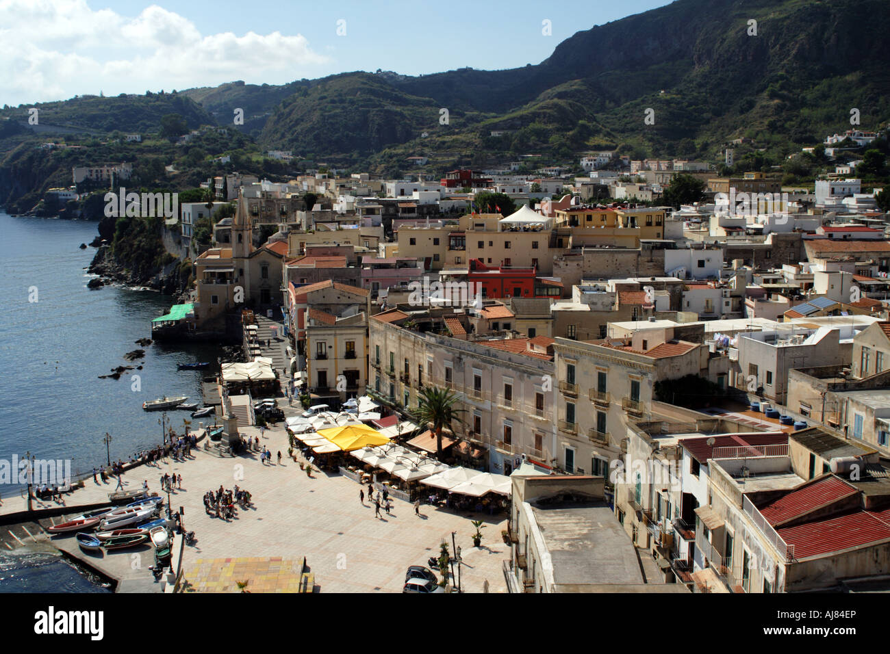 Aerial View Of The Harbour Of Marina Corta At Lipari In The Aeolian ...